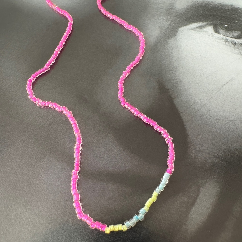 Pink Beaded Women's Necklace - Delicate Summer Charm - Picture 2 of 6